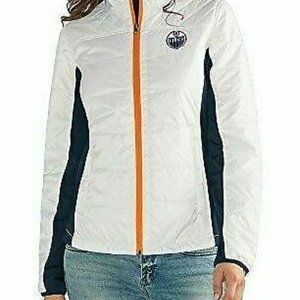 Edmonton Oilers G-III NHL Women's Large Warm Zip Logo Puffer Jacket